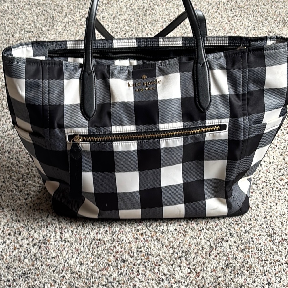 Kate Spade Black and White Checkered Tote Bag - Picture 14 of 15
